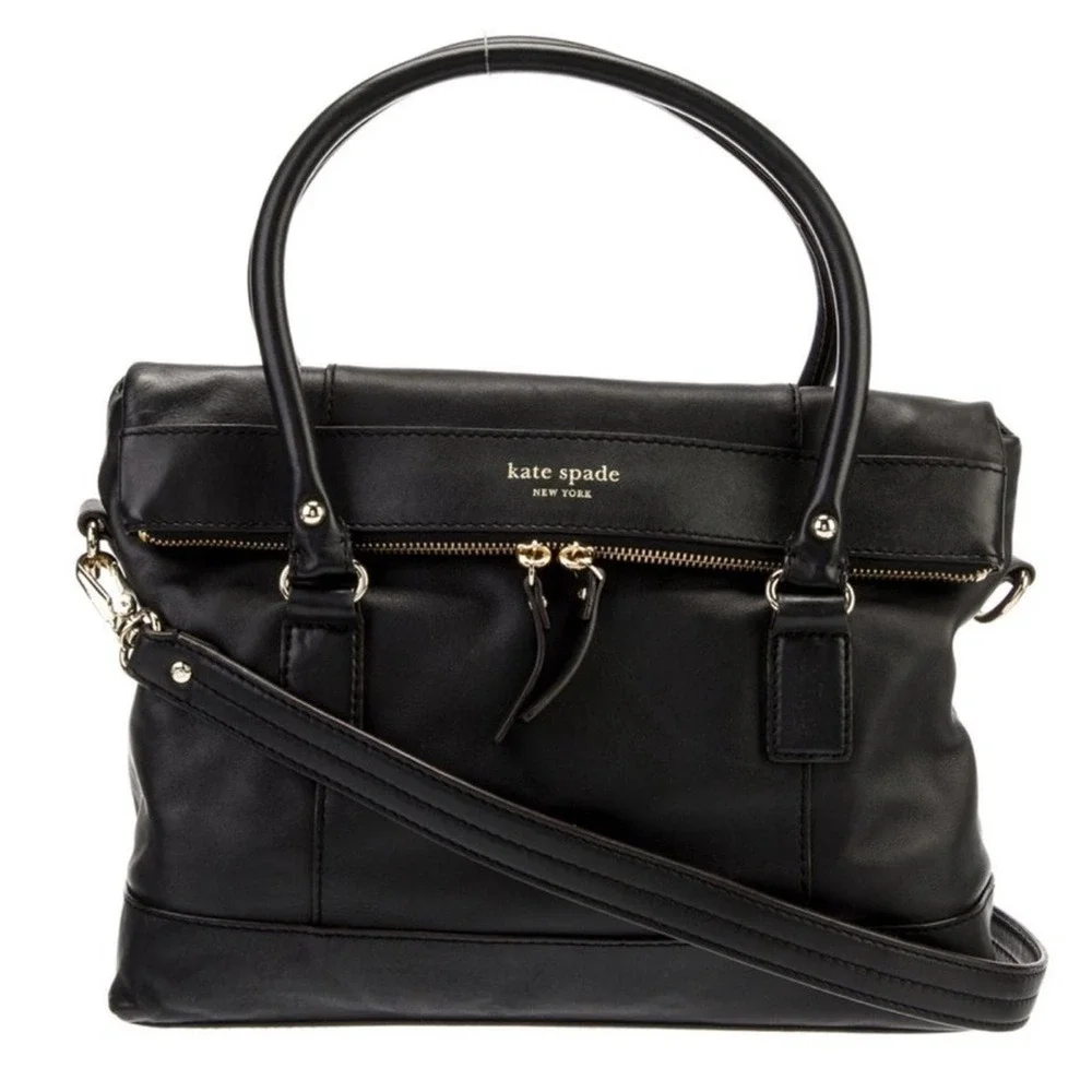 Kate Spade Women's Black Leather‎ Top Handle convertible Handbag